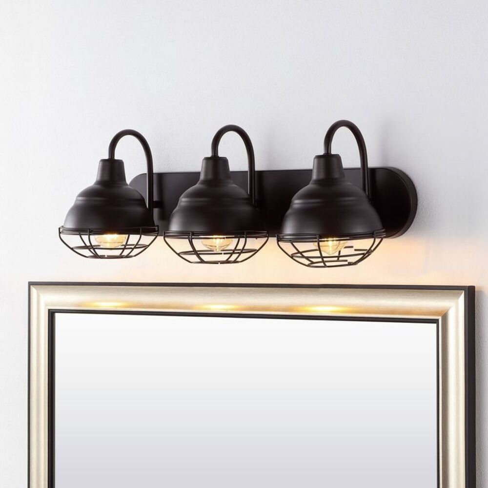 JONATHAN Y - 24.5" 3-Light Levi Industrial Farmhouse Iron LED V Bronze - Picture 2 of 8